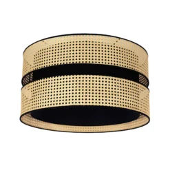 Deckenleuchte Big Duo aus Rattan, beige/schwarz