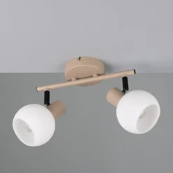 Deckenleuchte Boba, 2-flammig, beige, E14, Metall