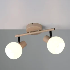 Deckenleuchte Boba, 2-flammig, beige, E14, Metall