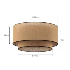 Deckenleuchte Boho, braun/schwarz, Ø 60 cm, Textil