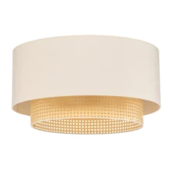 Deckenleuchte Boho, creme/holz, Ø 60 cm, Textil/Rattan