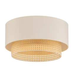 Deckenleuchte Boho, creme/holz, Ø 45 cm, Textil/Rattan