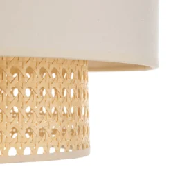 Deckenleuchte Boho, creme/holz, Ø 45 cm, Textil/Rattan