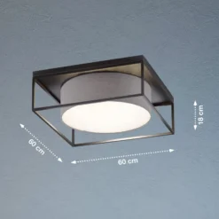 Deckenleuchte Carre 60x60cm Stoffschirm grau