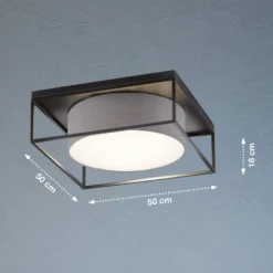 Deckenleuchte Carre 50x50cm Stoffschirm grau