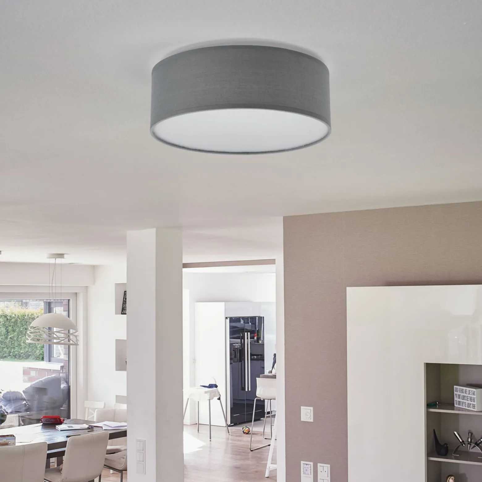 Deckenleuchte Ceiling Dream, Ø 30 cm, Textil, grau