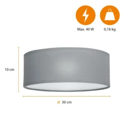Deckenleuchte Ceiling Dream, Ø 30 cm, Textil, grau