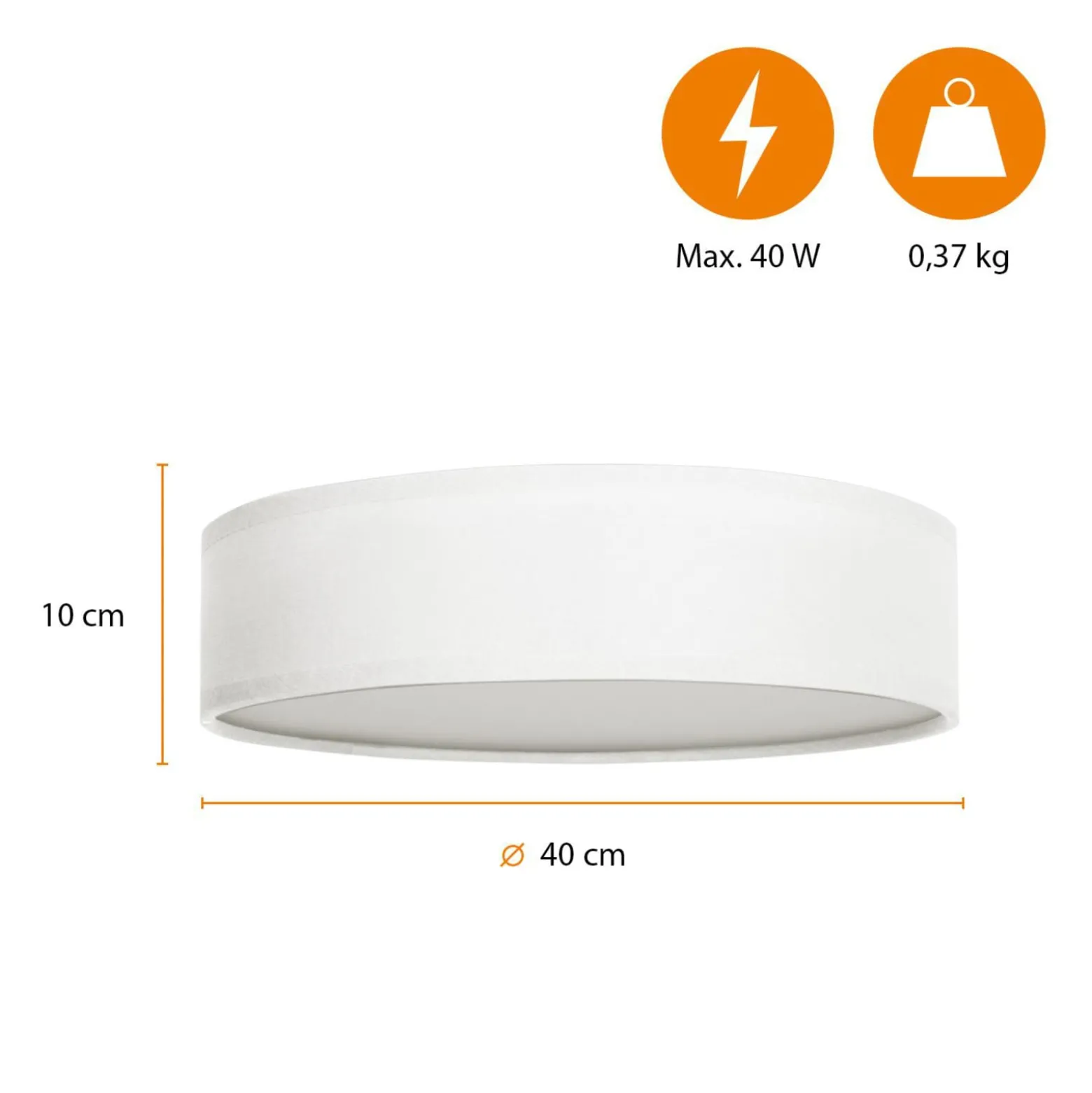 Deckenleuchte Ceiling Dream, Ø 40 cm, Textil, weiß