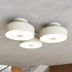 Deckenleuchte CLARO, beige, Ø 30 cm, Metall, 4 x E27