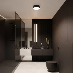Deckenleuchte Cleo, Ø 20 cm, IP54, schwarz, Metall, E27