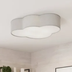 Deckenleuchte Cloud aus Textil, Länge 62 cm, grau