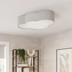 Deckenleuchte Cloud aus Textil, Länge 62 cm, grau