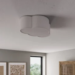 Deckenleuchte Cloud aus Textil, Länge 41 cm, grau