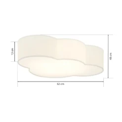 Deckenleuchte Cloud, weiß, Textil, Länge 62 cm, E27, 4-flg.