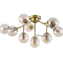 Deckenleuchte Dallas mit 12 Glaskugeln, gold