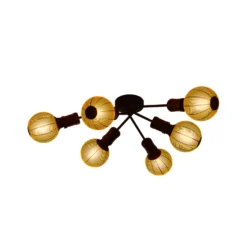 Deckenleuchte Dance, 6-flg., schwarz, Metall, E27, Ø 52 cm