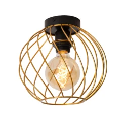 Deckenleuchte Danza, Käfigschirm, Ø 25 cm, gold