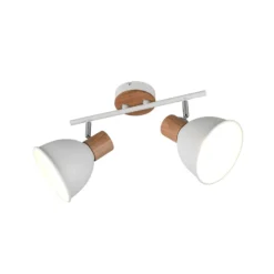 Deckenleuchte Delume, weiß, Länge 49 cm, 2-flg., Metall/Holz