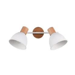 Deckenleuchte Delume, weiß, Länge 49 cm, 2-flg., Metall/Holz