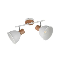 Deckenleuchte Delume, weiß, Länge 49 cm, 2-flg., Metall/Holz