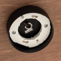 Deckenleuchte Disk mit Holzelementen, dreiflammig