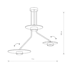 Deckenleuchte Disk mit Holzelementen, dreiflammig