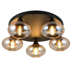 Deckenleuchte Divina, amberfarbig, Ø 49 cm, 5-flammig, Glas