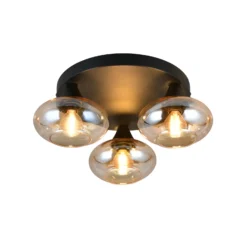 Deckenleuchte Divina, amberfarbig, Ø 39 cm, 3-flammig, Glas