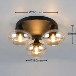 Deckenleuchte Divina, amberfarbig, Ø 39 cm, 3-flammig, Glas