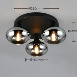Deckenleuchte Divina, rauchfarbig, Ø 39 cm, 3-flammig, Glas