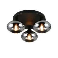 Deckenleuchte Divina, rauchfarbig, Ø 39 cm, 3-flammig, Glas