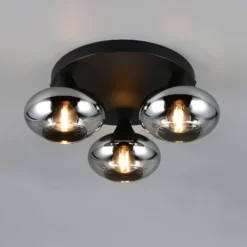 Deckenleuchte Divina, rauchfarbig, Ø 39 cm, 3-flammig, Glas