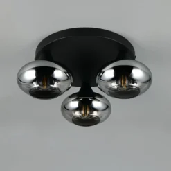 Deckenleuchte Divina, rauchfarbig, Ø 39 cm, 3-flammig, Glas