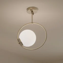 Deckenleuchte Dolunay, Ø 26 cm, goldfarben, Glas, E27