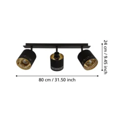 Deckenleuchte Esteperra schwarz/gold dreiflammig