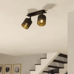 Deckenleuchte Esteperra schwarz/gold zweiflammig
