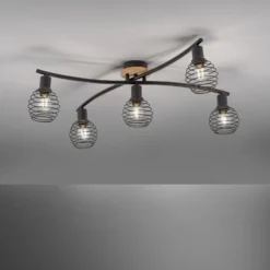 Deckenleuchte Eugen, Holzdekor, 5-flammig