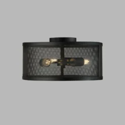 Deckenleuchte Fishnet aus Metall in Schwarz