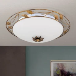 Deckenleuchte Fleur, gold antik, Ø 50cm