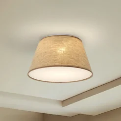 Deckenleuchte Formo, beige, Leinen, Ø 38 cm, E27