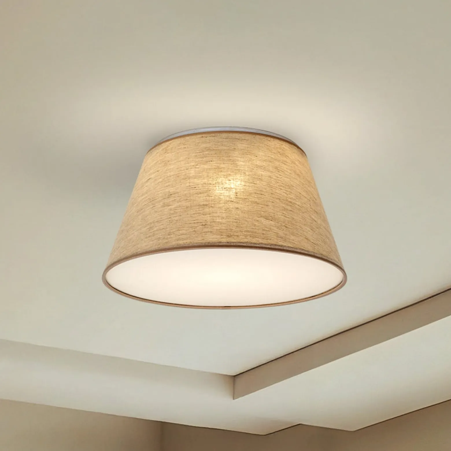 Deckenleuchte Formo, beige, Leinen, Ø 38 cm, E27