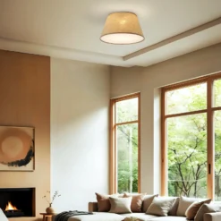 Deckenleuchte Formo, beige, Leinen, Ø 38 cm, E27