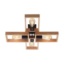 Deckenleuchte Frame aus Holz, vierflammig