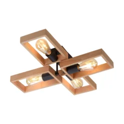 Deckenleuchte Frame aus Holz, vierflammig
