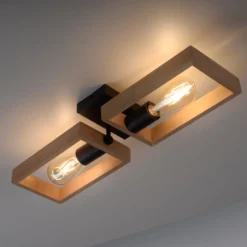 Deckenleuchte Frame aus Holz, zweiflammig