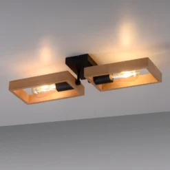 Deckenleuchte Frame aus Holz, zweiflammig