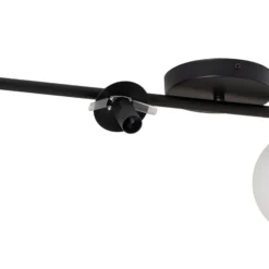 Deckenleuchte Glassy, 4-flg., linear, schwarz/opal