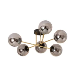 Deckenleuchte Glassy, 6-flg., schwarz/gold/grafit