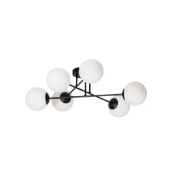 Deckenleuchte Glassy, 6-flg., schwarz/opal