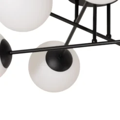 Deckenleuchte Glassy, 6-flg., schwarz/opal